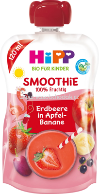 Hipp Quetschbeutel Smoothie Mix Erdbeere in Apfel-Banane, ab 12 Monat, 120 ml