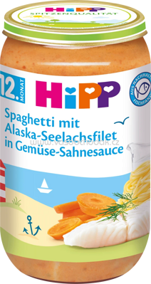 Hipp Spaghetti mit Alaska-Seelachsfilet in Gemüse-Sahnesauce, ab 12. Monat, 250g