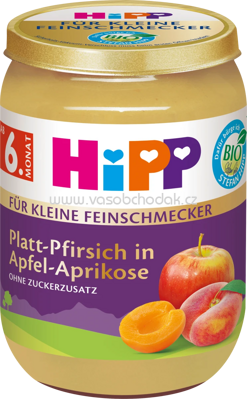 Hipp Für kleine Feinschmecker Platt-Pfirsich in Apfel-Aprikose, ab 6. Monat, 190g