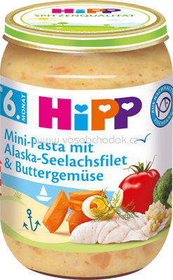 Hipp Mini-Pasta mit Alaska-Seelachsfilet & Buttergemüse, ab 6. Monat, 190g