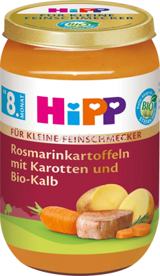 Hipp Für kleine Feinschmecker Rosmarinkartoffeln mit Karotten und Bio-Kalb, ab dem 8. Monat, 220g