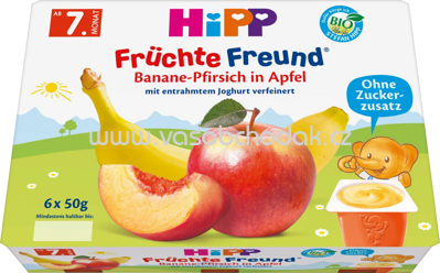 Hipp Früchte Freund Banane-Pfirsich in Apfel, ab 7. Monat, 6x50 g, 0,3 kg
