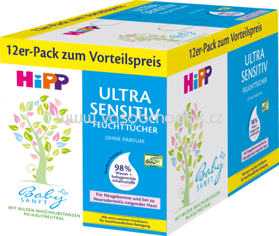 Hipp Babysanft Detske Vlhcene Ubrousky Ultra Jemne 12x52 Ks