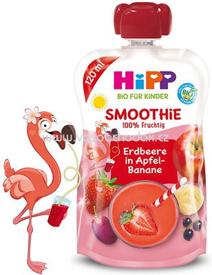 Hipp Quetschbeutel Smoothie Mix Erdbeere in Apfel-Banane, ab 12 Monat, 120 ml