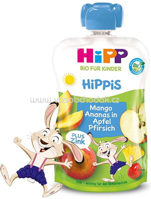 Hipp Hippis Mango, Ananas in Apfel, Pfirsich plus Zink, ab 12. Monat, 100g