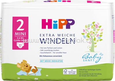 Hipp Babysanft Windeln Gr.2 Mini, 3-6 kg, 31 St