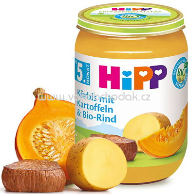 Hipp Kürbis mit Kartoffeln & Bio-Rind, nach dem 5. Monat, 190 g