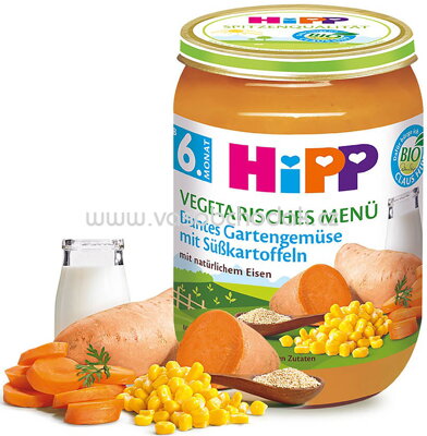 Hipp Vegetarisches Menü Buntes Gartengemüse mit Süßkartoffeln ab 6. Monat, 190 g