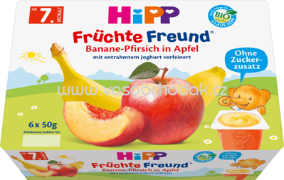 Hipp Früchte Freund Banane-Pfirsich in Apfel ab 7. Monat, 6x50 g, 0,3 kg