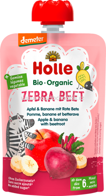 Holle baby food Quetschbeutel Zebra Beet, Apfel, Banane & rote Bete, ab 6. Monaten, 100g