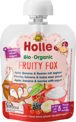 Holle baby food Quetschbeutel Fruity Fox Apfel, Banane & Beeren mit Joghurt, ab 8. Monaten, 85g
