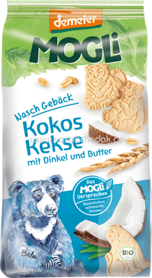 MOGLi Nasch Gebäck Kokos Kekse mit Dinkel und Butter, 125g