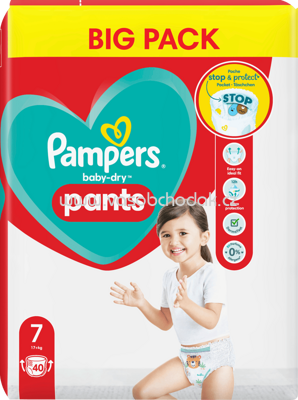 Pampers Baby Pants Baby Dry Gr.7 Extra Large 17+ kg, Big Pack, 40 St