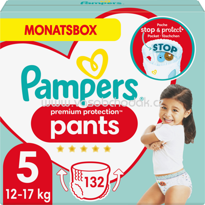 Pampers Baby Pants Premium Protection, Gr. 5 Junior, 12-17 kg, Monatspack, 132 St