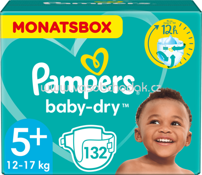 Pampers Windeln Baby Dry Gr. 5+ Junior Plus, 12-17 kg, Monatsbox, 132 St