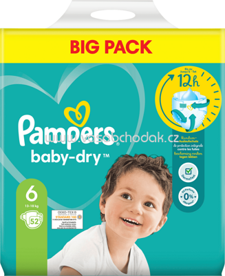 Pampers Windeln Baby Dry Gr.6 Extra Large, 13-18 kg, Big Pack, 52 St