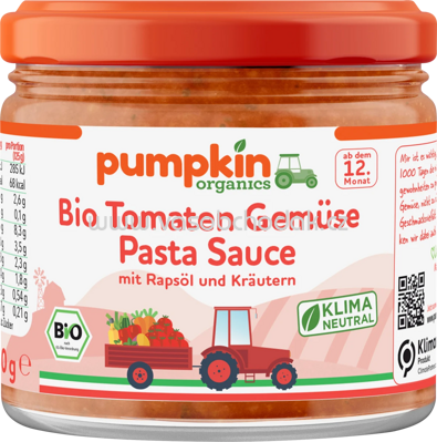 Pumpkin Organics Bio Tomaten Gemüse Pasta Sauce, ab 1 Jahr, 250g