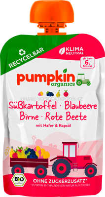 Pumpkin Organics Quetschie mit Süßkartoffel, Blaubeere, Birne, Rote Beete, ab dem 6. Monat, 100g