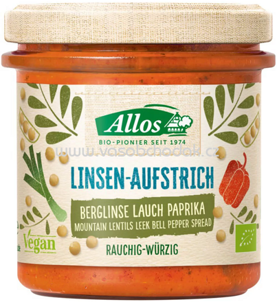 Allos Linsen Aufstrich Berglinse Lauch Paprika, 140g