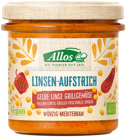 Allos Linsen Aufstrich Gelbe Linse Grillgemüse, 140g