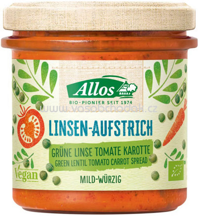 Allos Linsen Aufstrich Grüne Linse Tomate Karotte, 140g