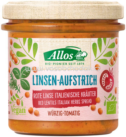 Allos Linsen Aufstrich Rote Linse Italienische Kräuter, 140g