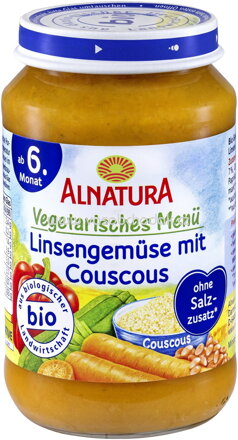 Alnatura Vegetarisches Menü Linsengemüse mit Couscous ab 6. Monat, 190g