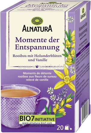 Alnatura Momente der Entspannung Rooibos mit Holunderblüten und Vanillenote, 20 Beutel