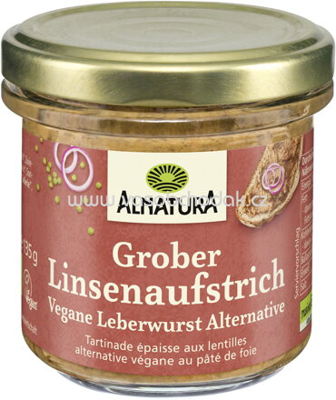 Alnatura Grober Linsenaufstrich Vegane Leberwurst-Alternative, 135g