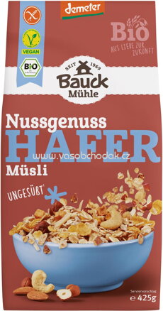 Bauck Mühle Nussgenuss Hafer Müsli, ungesüßt, 425g