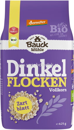 Bauck Mühle Dinkel Flocken Vollkorn, Zartblatt, 425g