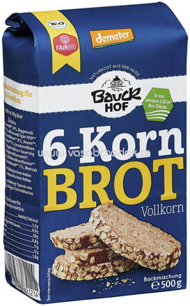 Bauckhof Backmischung 6 Korn Brot Vollkorn, 500g