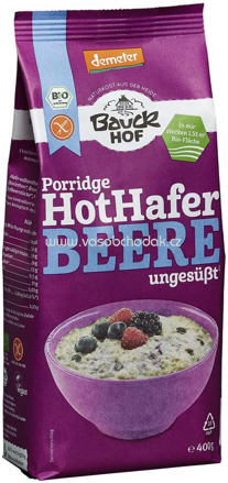Bauckhof Porridge Hot Hafer Beere, ungesüßt, glutenfrei, 400g