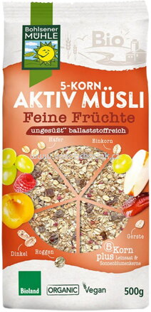 Bohlsener Mühle 5-Korn Aktiv Müsli Feine Früchte, 500g
