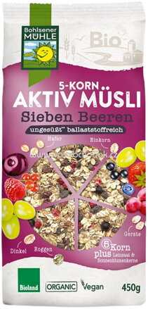 Bohlsener Mühle 5-Korn Aktiv Müsli Sieben Beeren, 500g