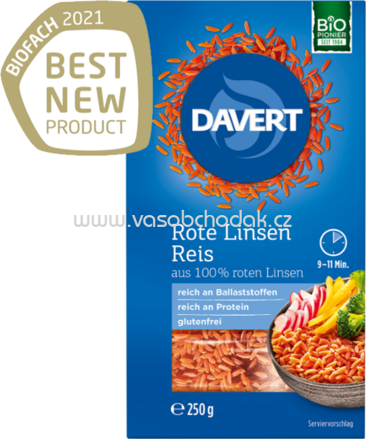 Davert Rote Linsen Reis, 250g