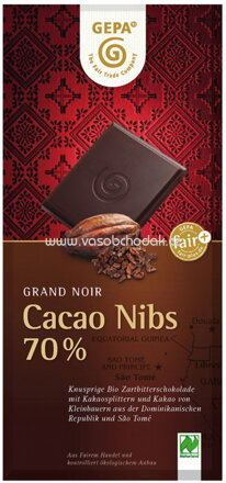 GEPA Tafelschokolade Grand Noir Cacao Nibs 70% 100g