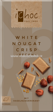 iChoc White Nougat Crisp mit Haselnuss Krokant, 80g
