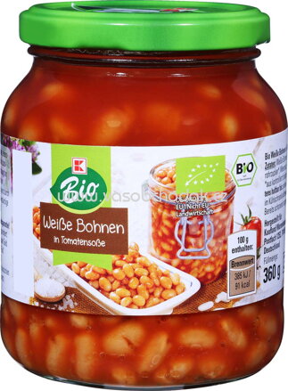 K-Bio Weiße Bohnen in Tomatensoße, 370 ml