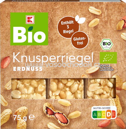 K-Bio Knusperriegel Erdnuss, 3 St, 75g