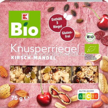 K-Bio Knusperriegel Kirsch-Mandel, 3 St, 75g