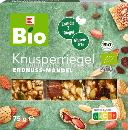 K-Bio Knusperriegel Erdnuss-Mandel, 3 St, 75g