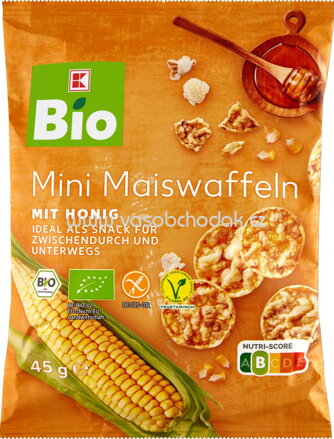 K-Bio Mini Maiswaffeln mit Honig, 45g