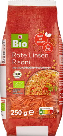 K-Bio Rote Linsen Risoni, 250g