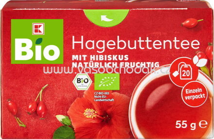 K-Bio Hagebuttentee mit Hibiskus, 20 Beutel