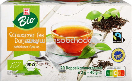K-Bio Schwarzer Tee Darjeeling, 20 Beutel