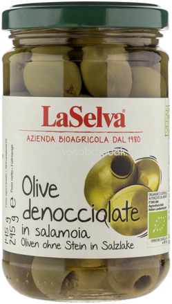 LaSelva Grüne Oliven ohne Stein in Salzlake, 295g