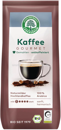 Lebensbaum Kaffee Gourmet entkoffeiniert, gemahlen, 250g
