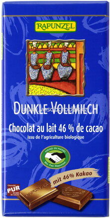 Rapunzel Vollmilch Schokolade 46% Kakao Dunkel, 100g