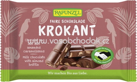 Rapunzel Vollmilch Schokolade mit Mandelkrokant, 100g